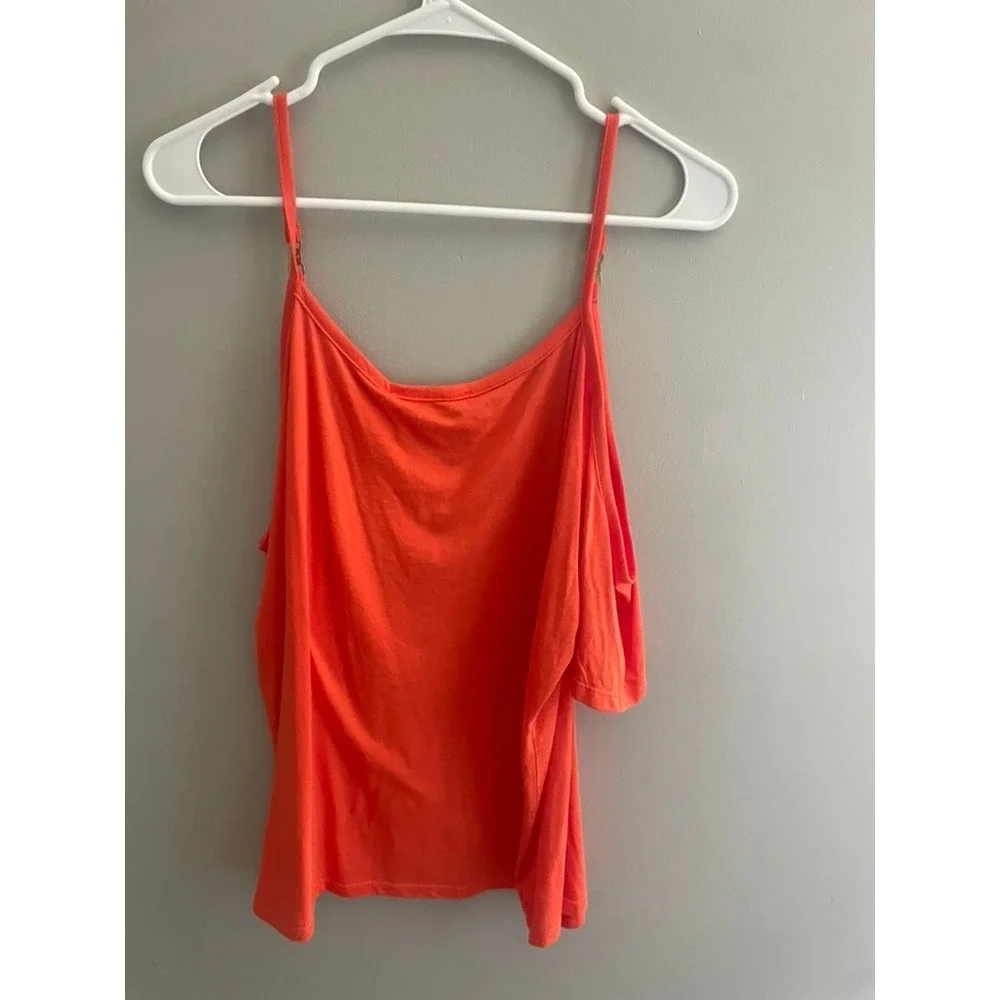 Michael Kors Womens Zinnia Cold Shoulder Chain Strap Top QS250TQ6TF Orange XL